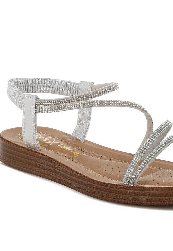 Ridayne Rhinestones Embellished Strappy Flats
