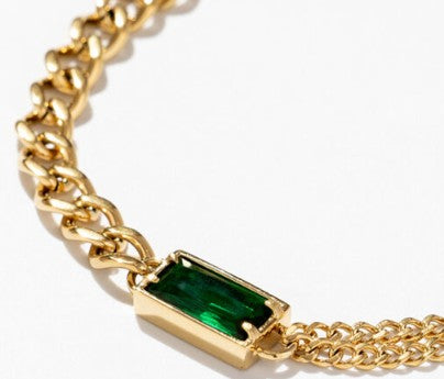 Emerald Gold Chain Bracelet
