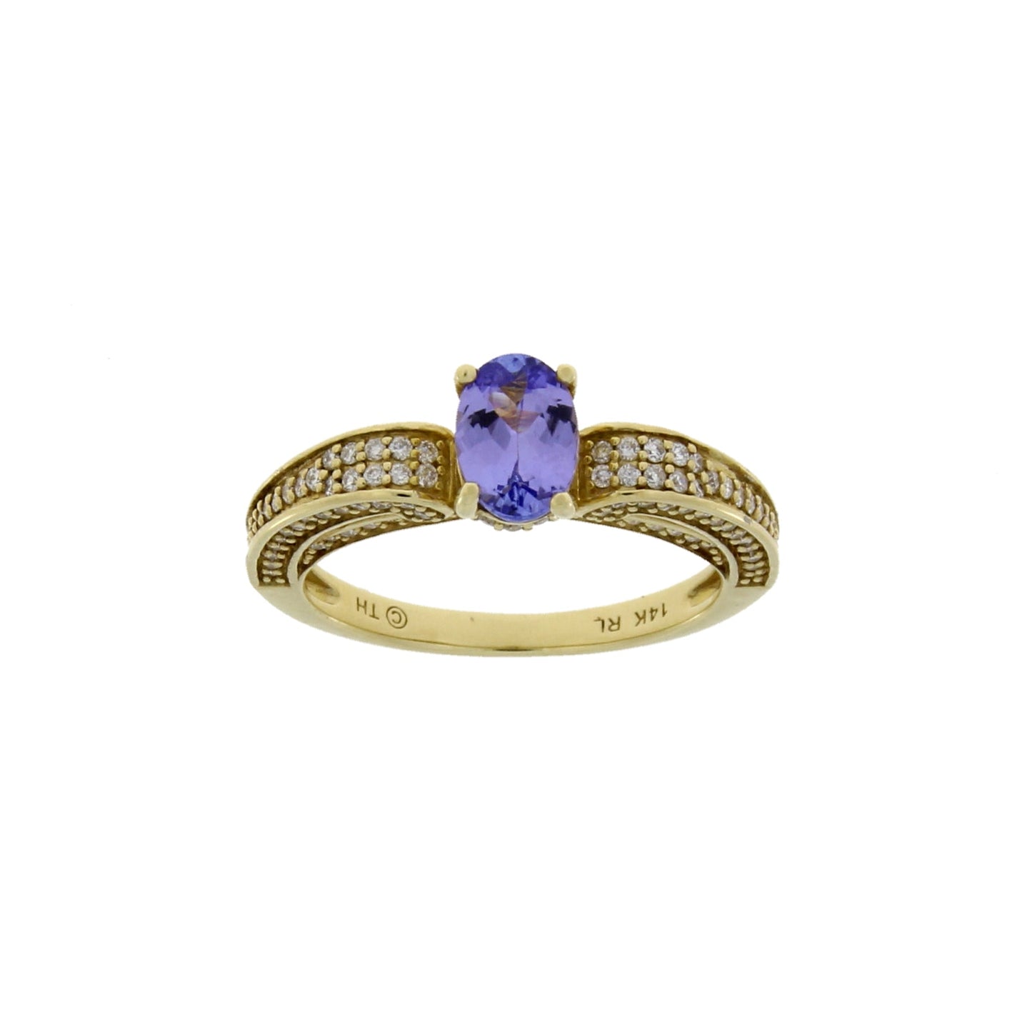 1.45ct Tanzanite Diamond Eng Only 14KT Yellow Gold
