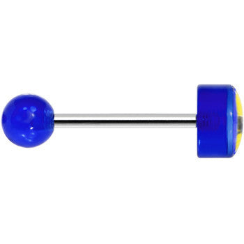 14G 5/8 Blue Acrylic Smiley Sunglasses Tongue Ring