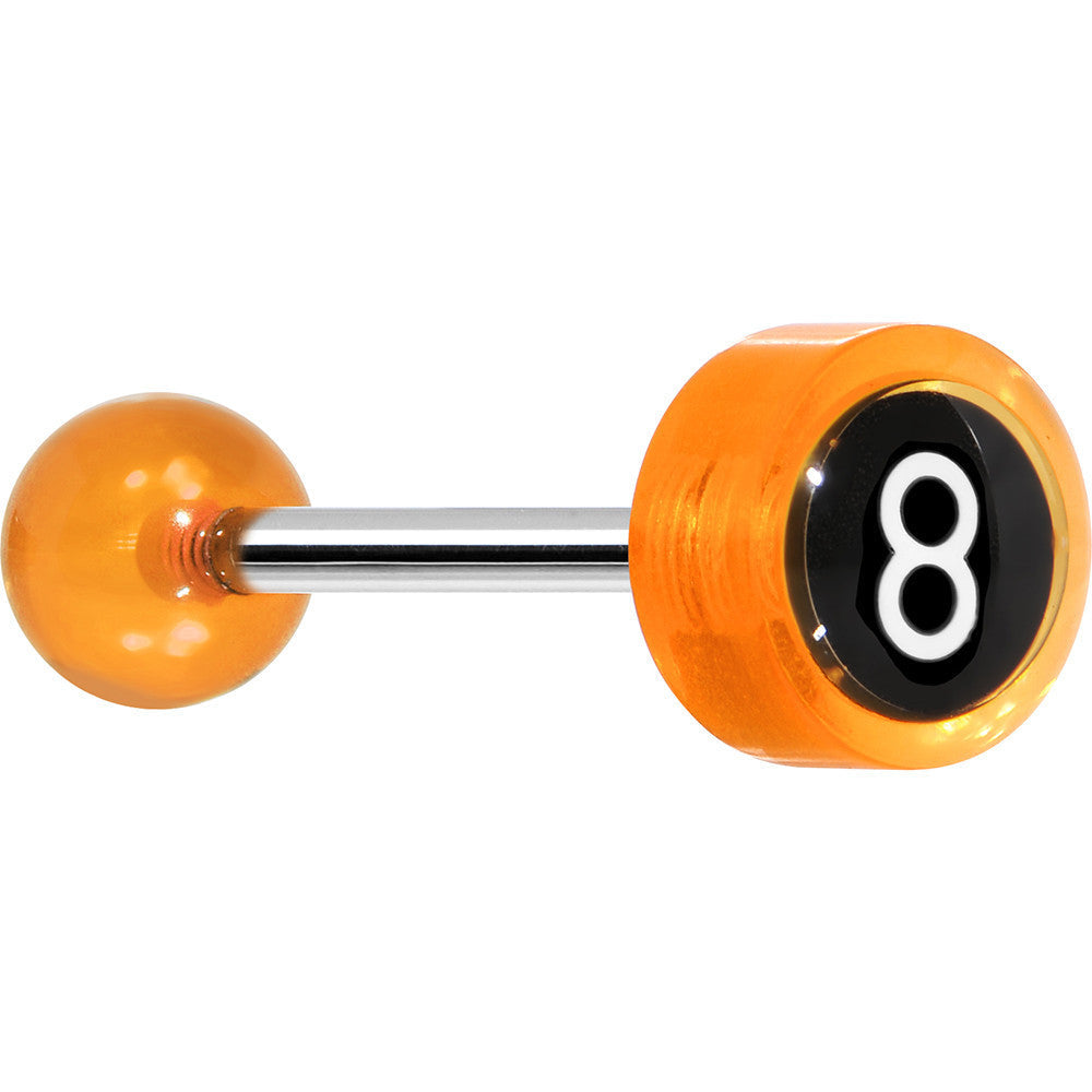 14G 5/8 Orange Acrylic Behind the 8 Ball Tongue Ring