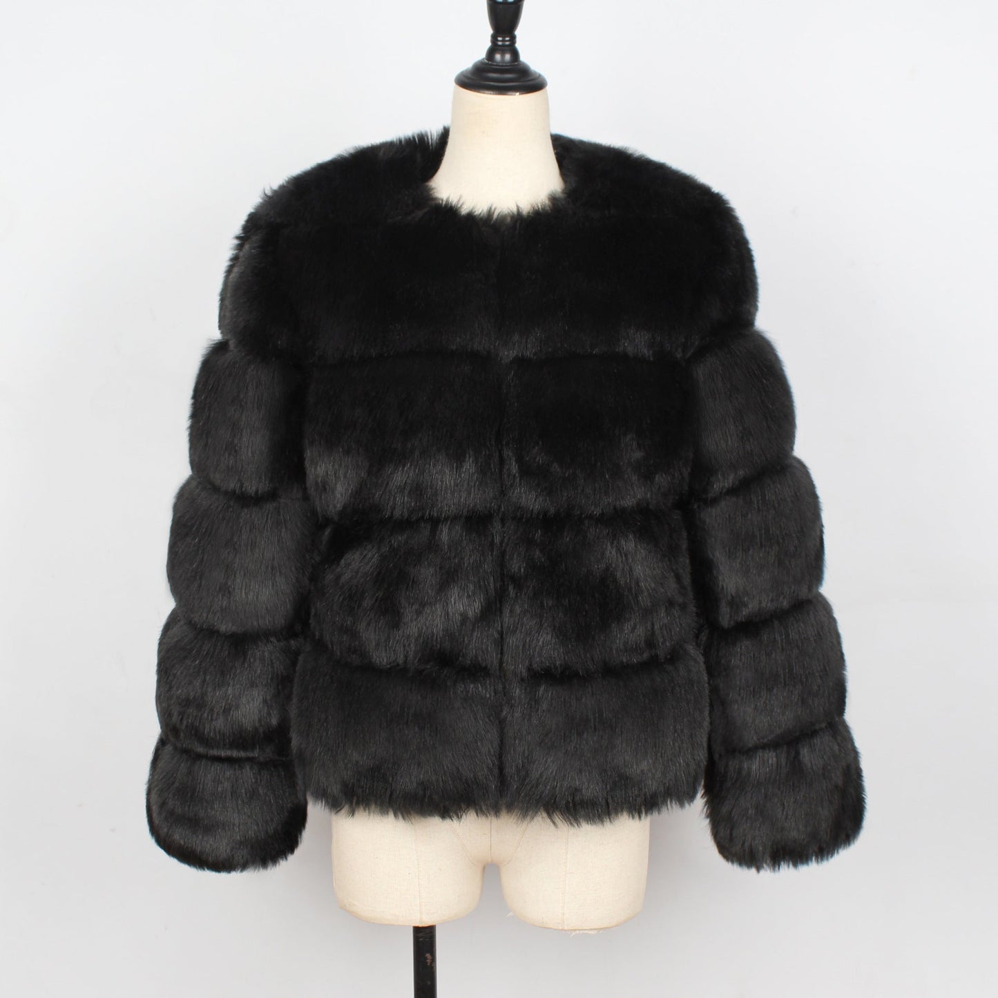 Fall Winter Faux Fur Cross Groove Coat Women Coat Fox Fur Short Overcoat Coat