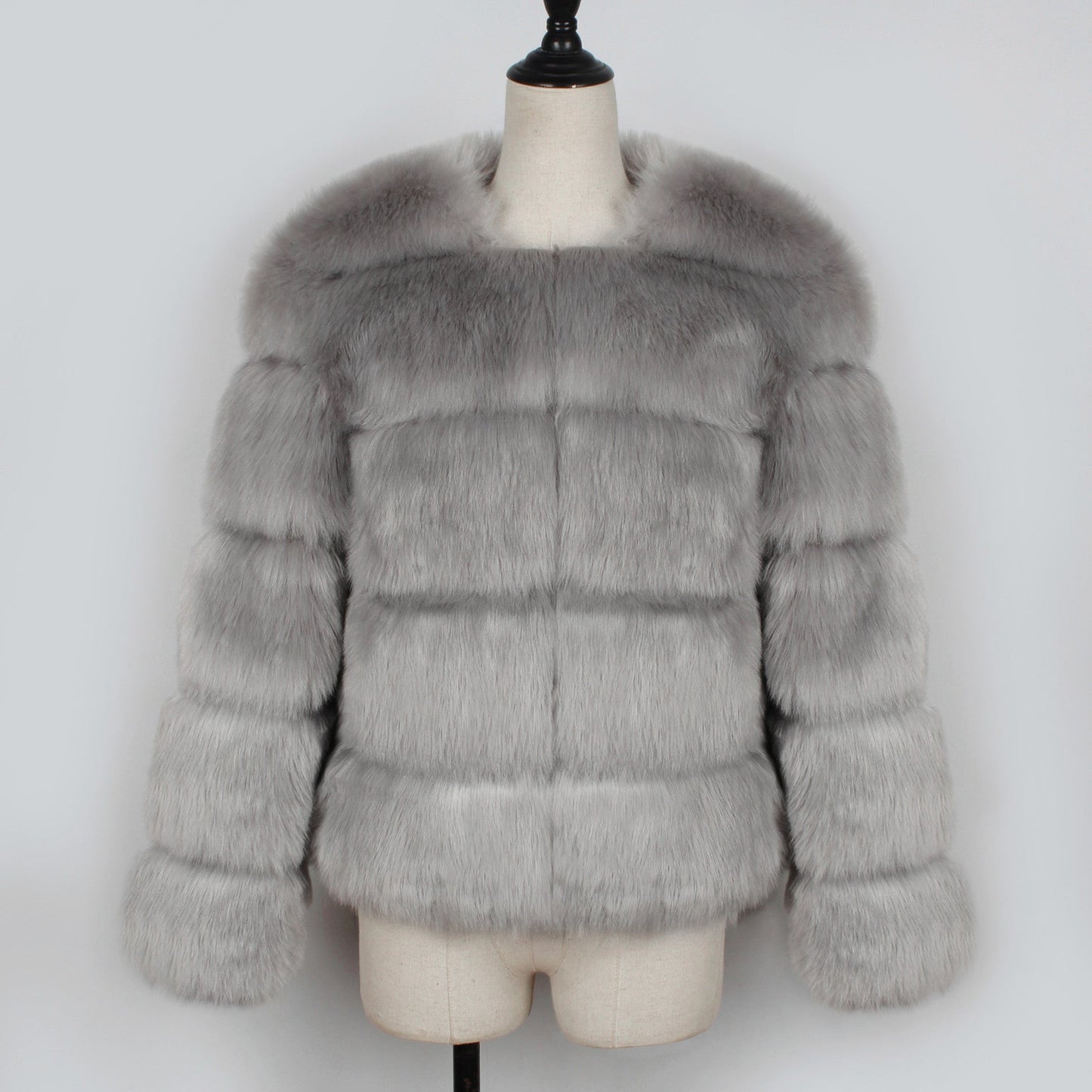 Fall Winter Faux Fur Cross Groove Coat Women Coat Fox Fur Short Overcoat Coat