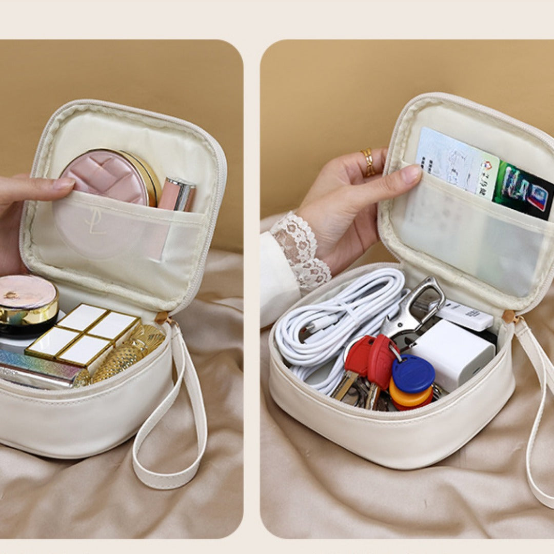 Portable PU Makeup Bags – Small Cream Lipstick Envelope Carry Cosmetic Bag for Students, Ideal for Sanitary Napkin and Small Storage Essentials
