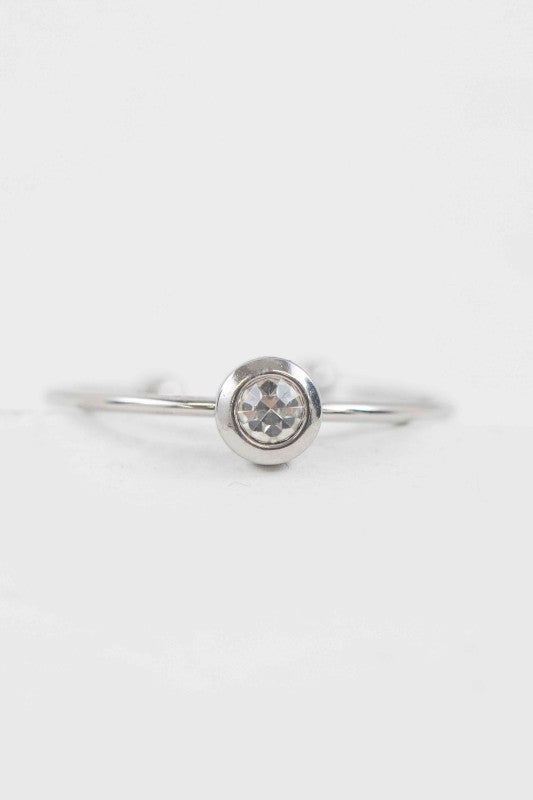 Circle Charm Adjustable Ring | Silver