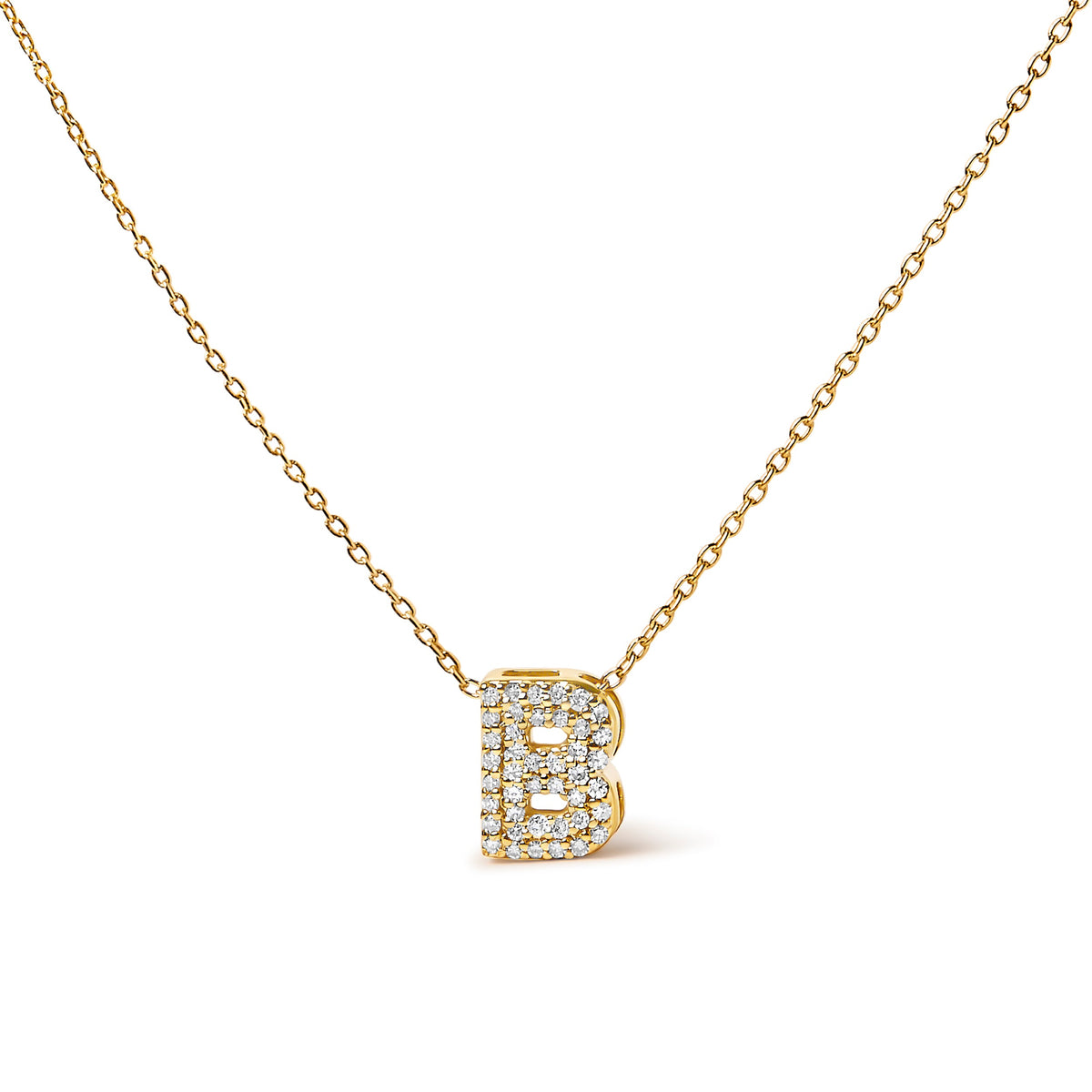 10K White Gold Diamond Accent "A" Initial Bubble Pendant Necklace
