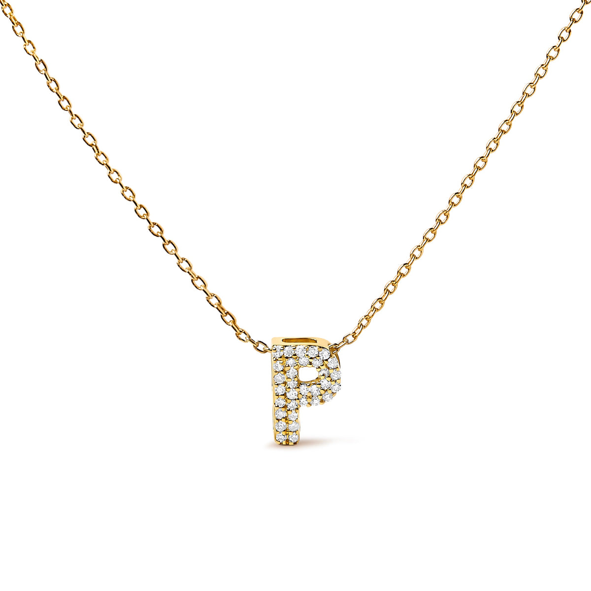 10K White Gold Diamond Accent "A" Initial Bubble Pendant Necklace