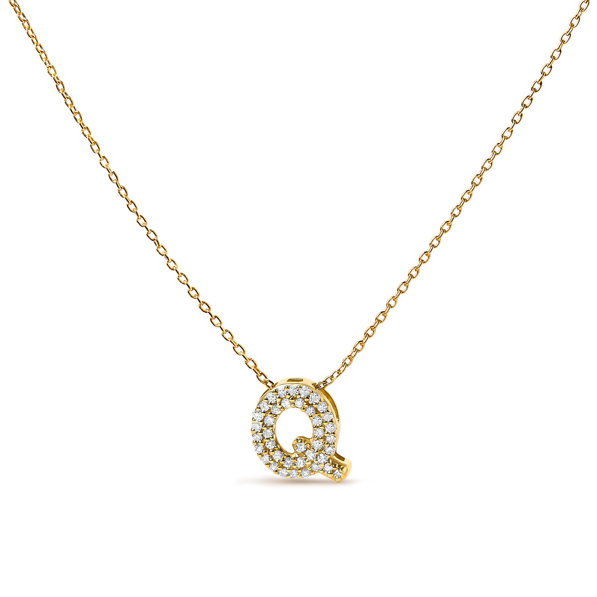 10K White Gold Diamond Accent "A" Initial Bubble Pendant Necklace