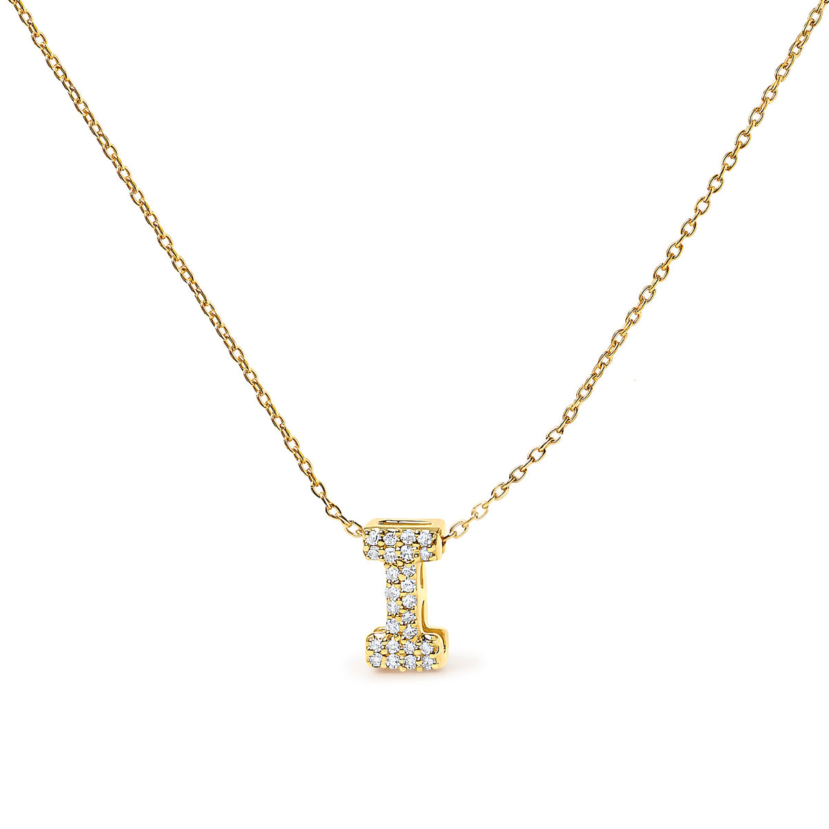 10K White Gold Diamond Accent "A" Initial Bubble Pendant Necklace
