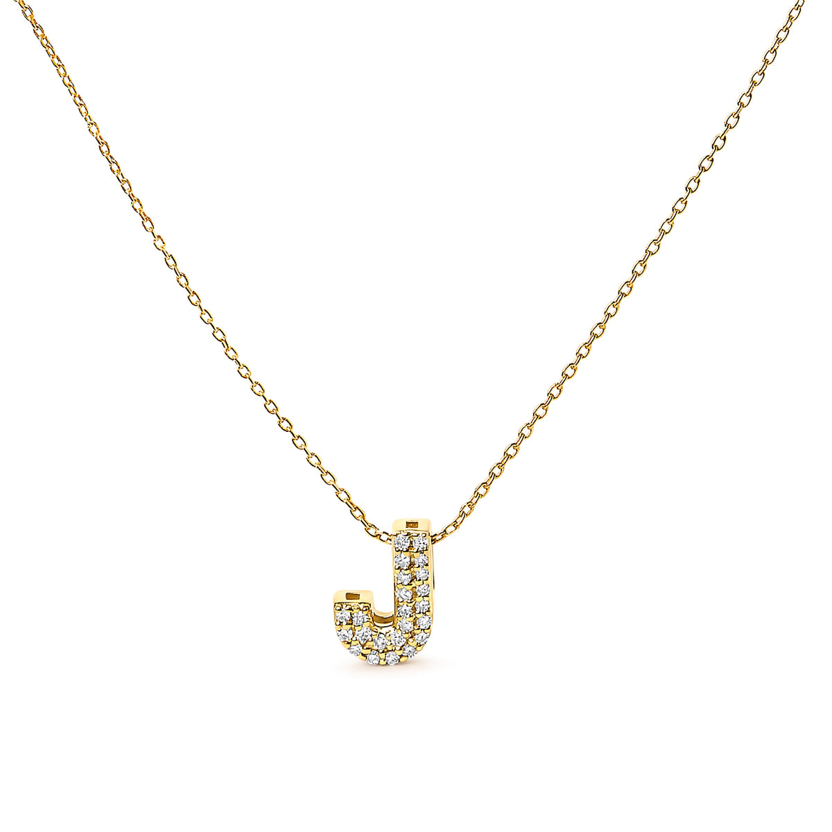 10K White Gold Diamond Accent "A" Initial Bubble Pendant Necklace