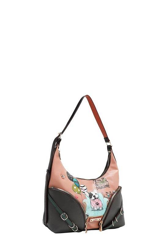 Nicole Lee USA Party King Shoulder Bag with 2 Accessory Pockets Front