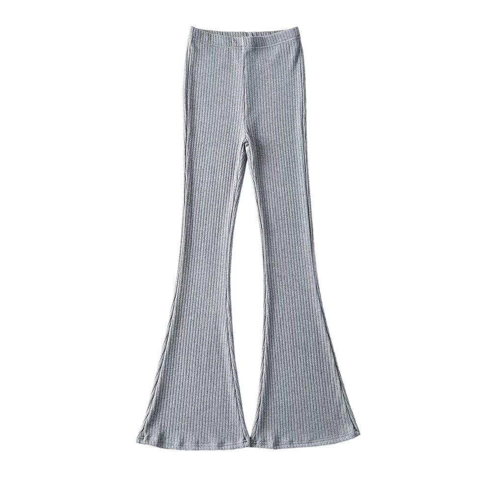High Waist Bottom Slit Bell-Bottom Pants Internet Celebrity Elastic Waist Mop Trousers Slimming Casual Pants