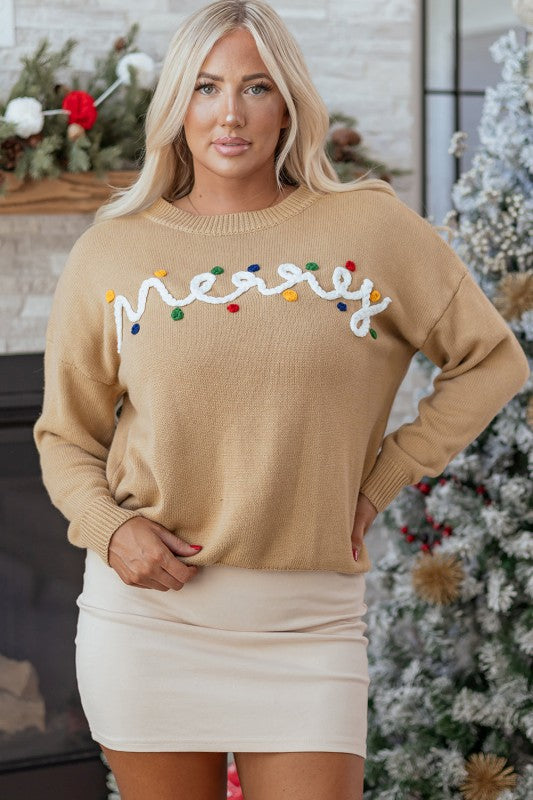 Christmas Merry Dot Dolman Sleeve Sweater