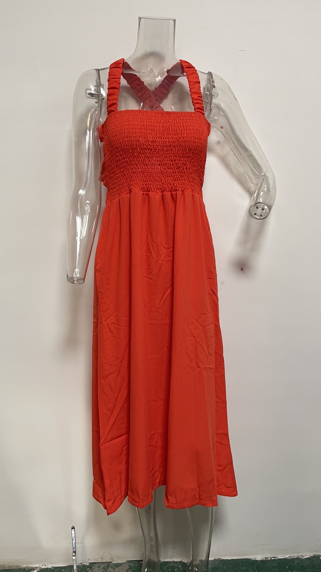 Maxi Casual Solid Color Cotton Linen Sleeveless Dress Spring Summer