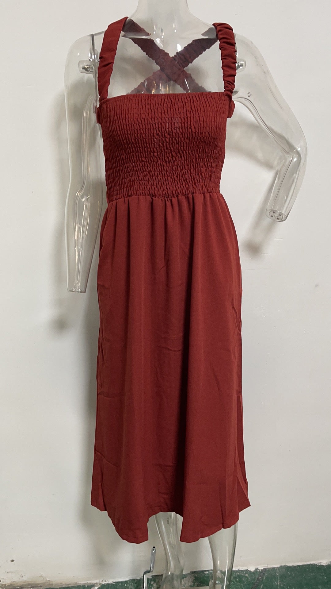 Maxi Casual Solid Color Cotton Linen Sleeveless Dress Spring Summer