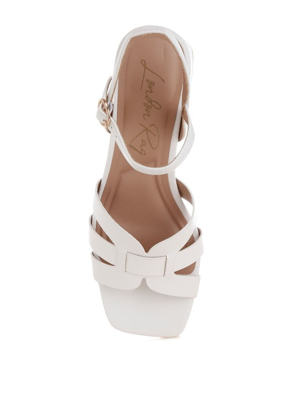 Eliska Strappy Square Toe Block Heels