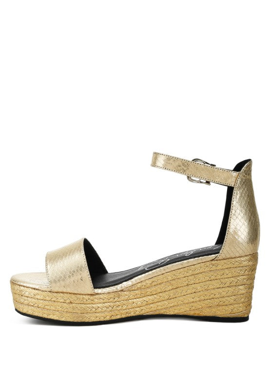 Utah Faux Leather Snake Wedge Espadrilles