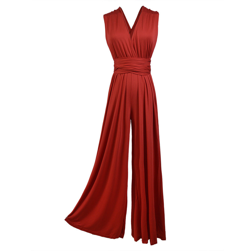 Multiple Wear Multi Rope Cross Office Sexy Bandage Jumpsuit Woman