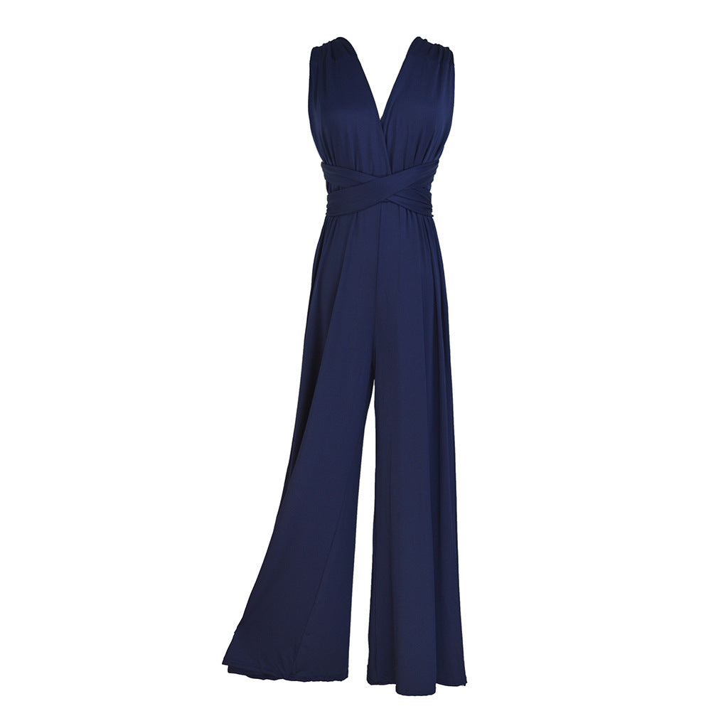 Multiple Wear Multi Rope Cross Office Sexy Bandage Jumpsuit Woman