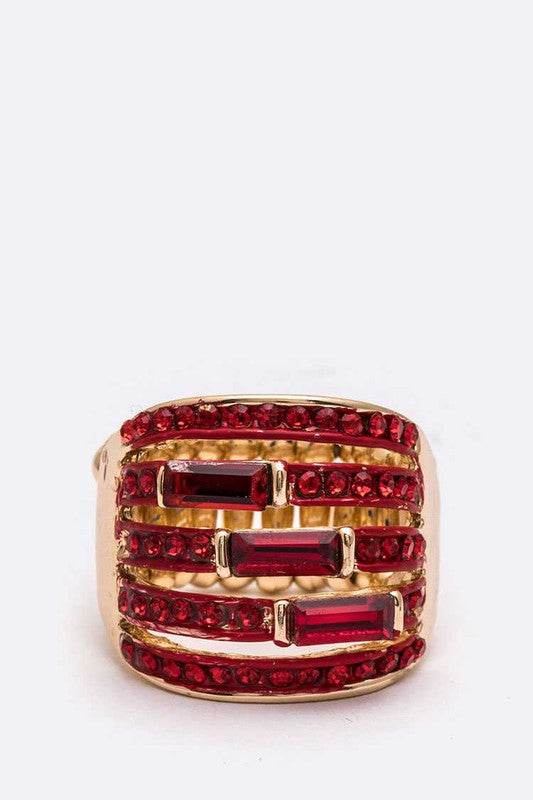 Crystal Baguette Stretch Cocktail Ring