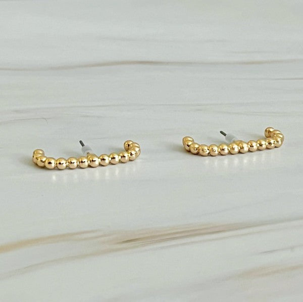 Ball Linked C Shape Post Earrings