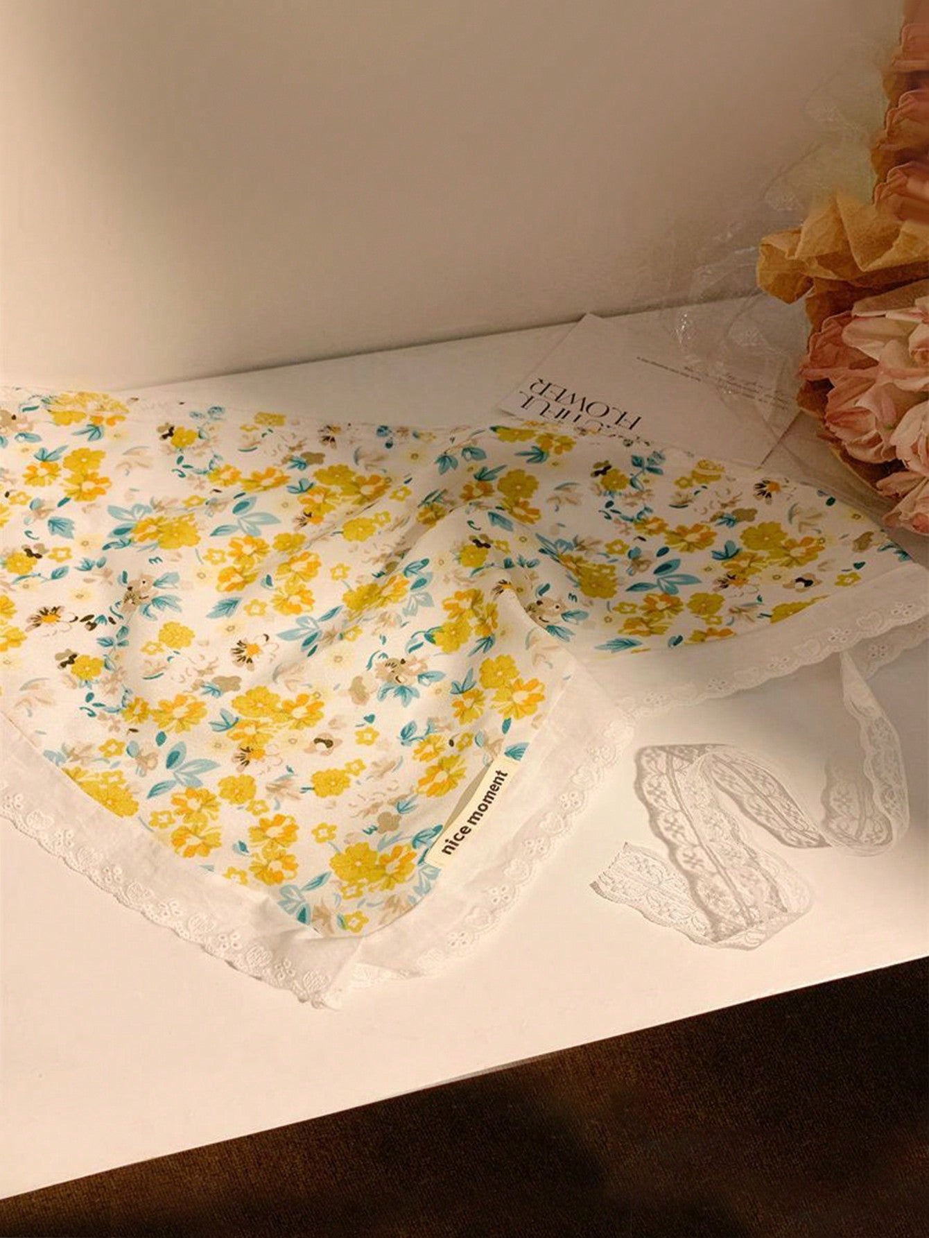 Lace and lace headscarf-pink floral-1 piece
