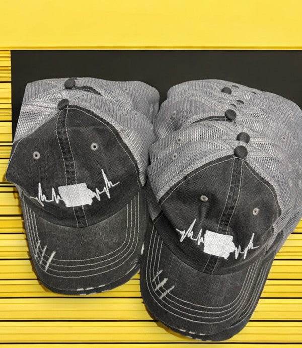 Sate of Iowa Heartbeat Embroidered Trucker