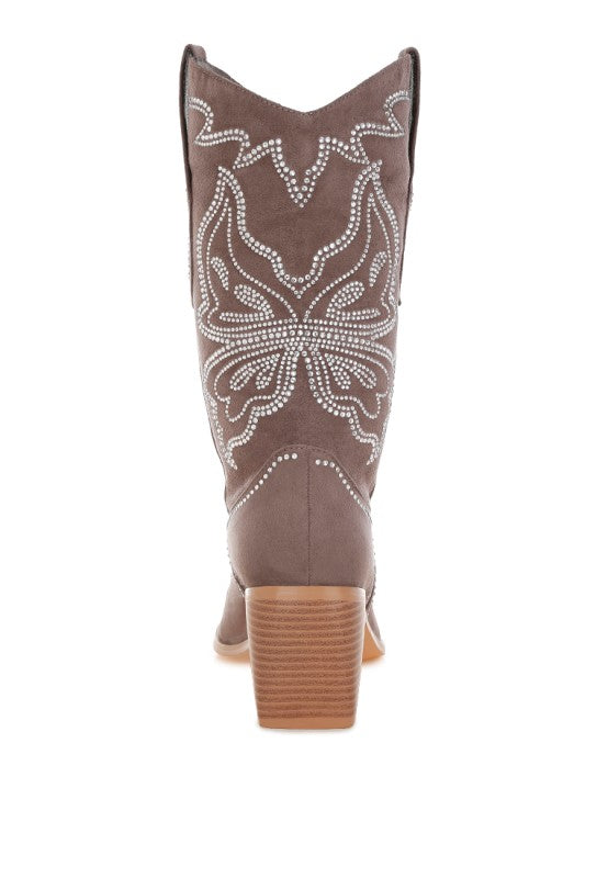 Latafa Rhinestones Embellished Cowboy Boots