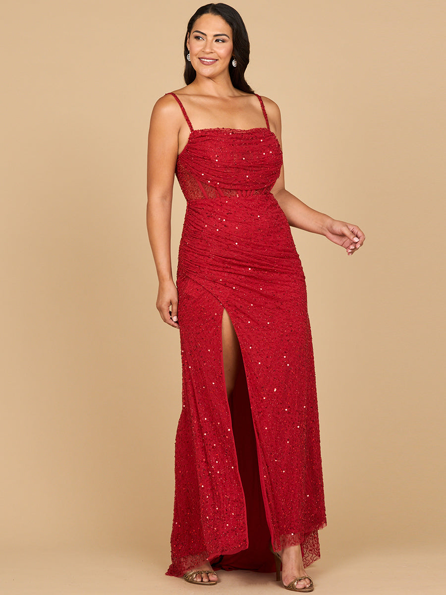 Elegant Corset Gown with Slit
