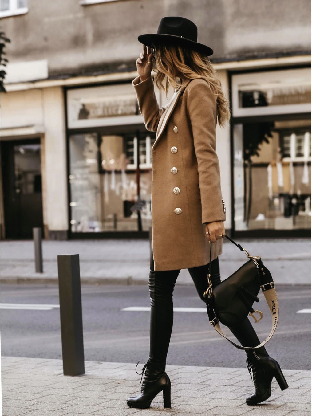 Women Clothing Overcoat Wish Autumn Winter Long Sleeve Blazer Collar Double Breasted Woolen Coat
