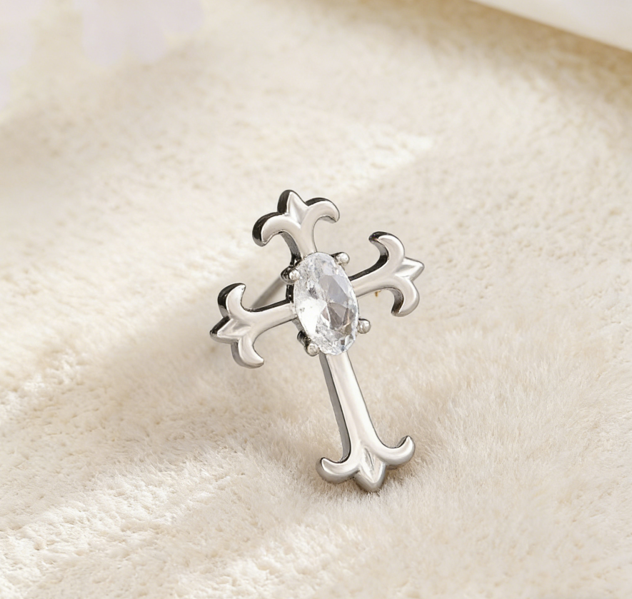 Light Luxury Copper Zircon Cross Earrings
