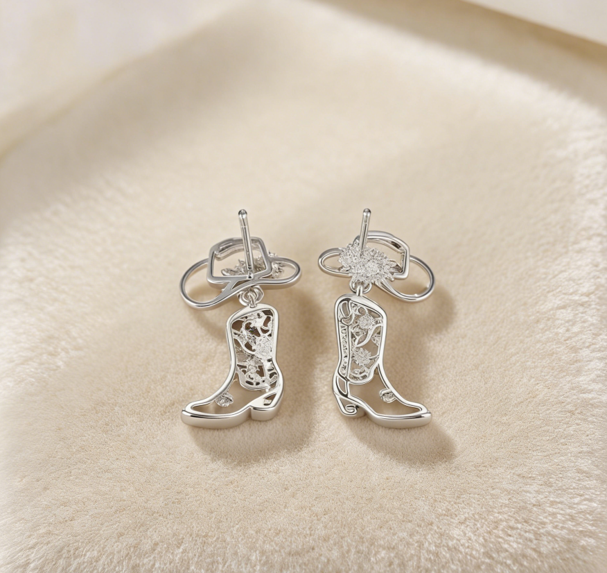 Hollow Cowboy Boot & Hat Earrings