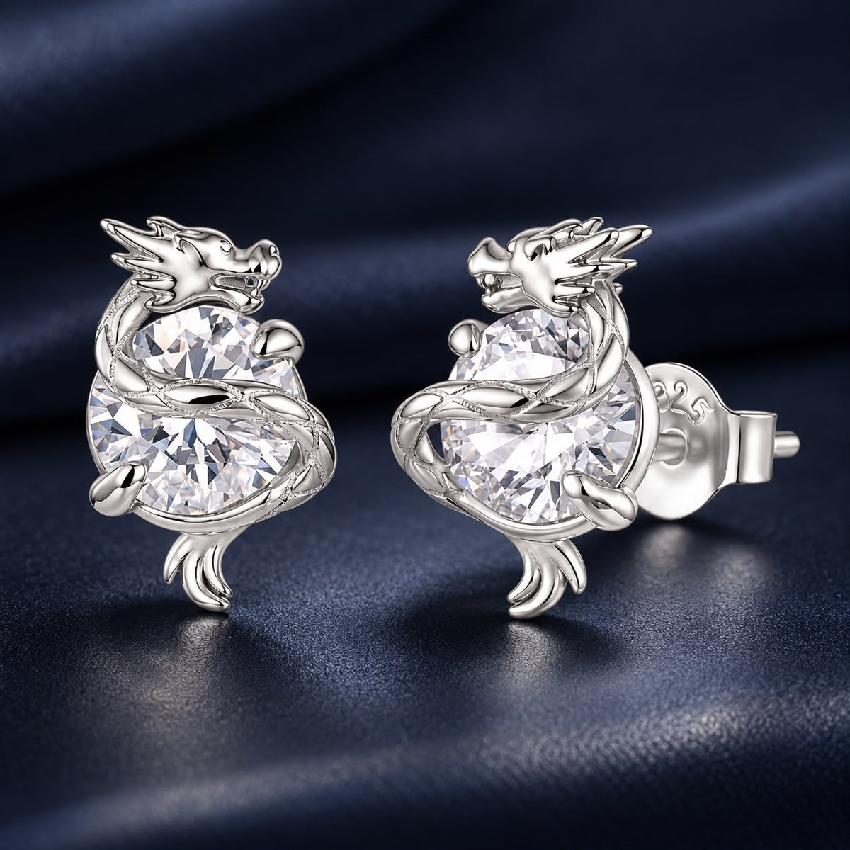 925 Sterling Silver White Gold Plated CZ Pavé Set 1.2 x 0.7 cm Earrings for Women