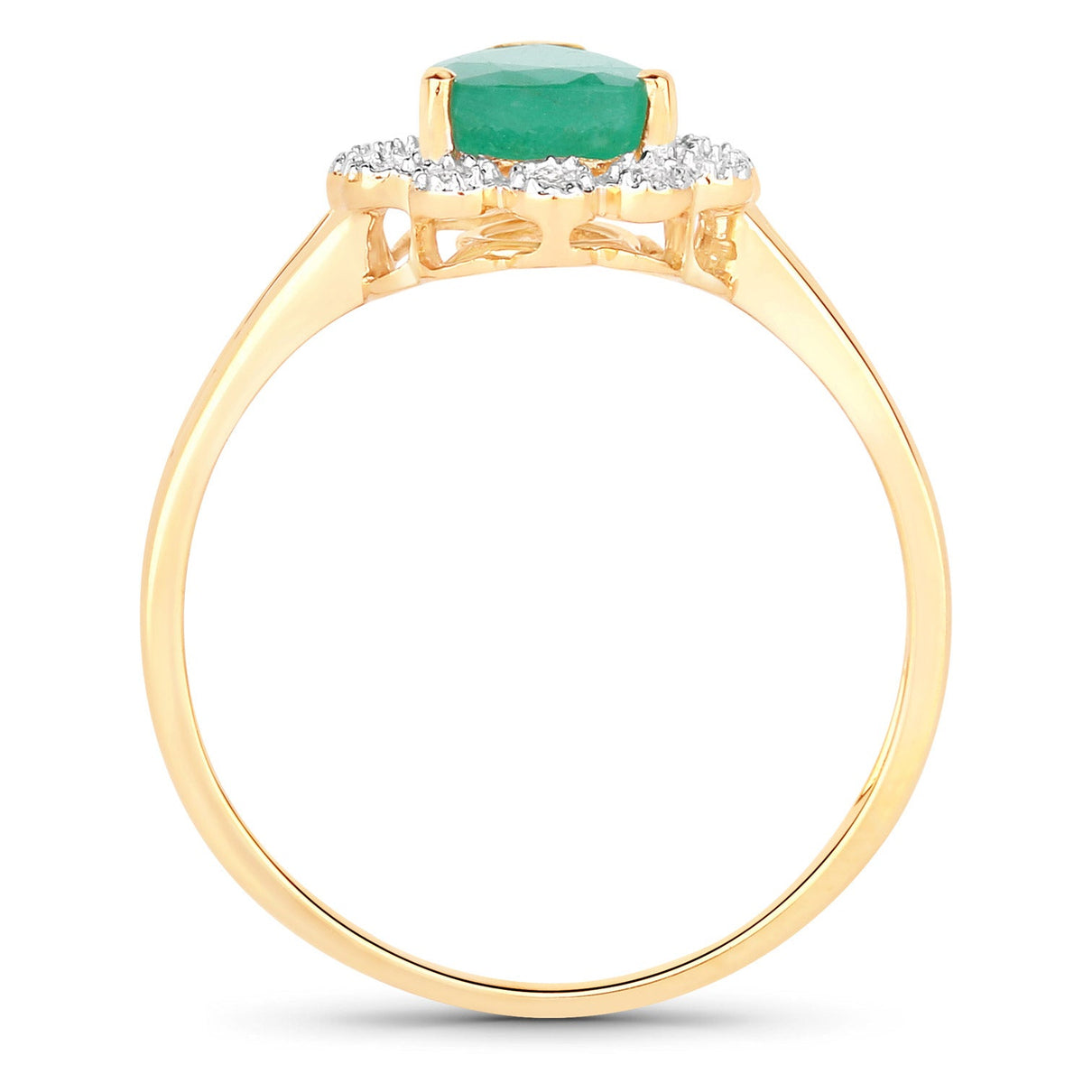 1.22 Carat Genuine Zambian Emerald and White Diamond 14K Yellow Gold Ring