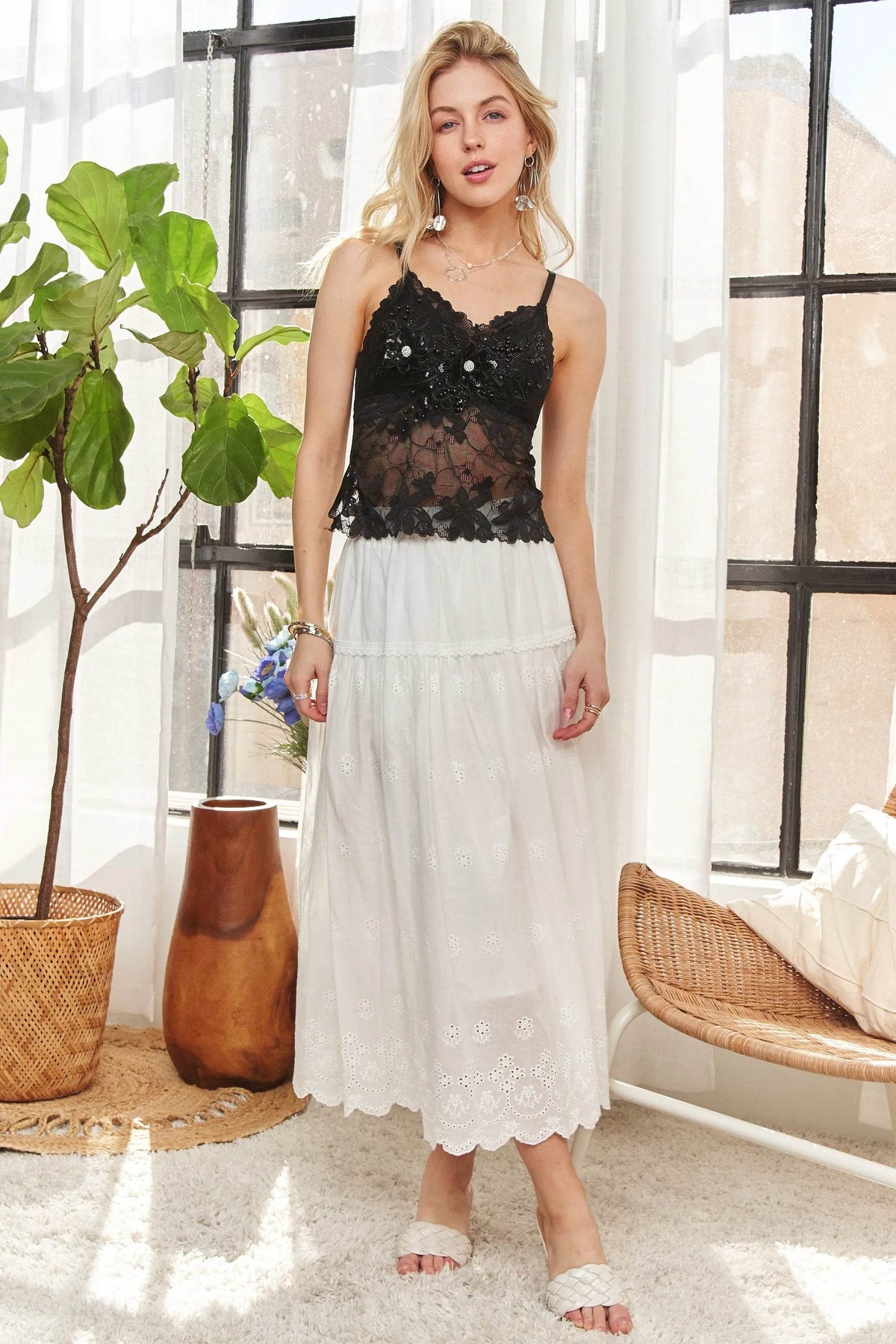 ADORA Rhinestone Accent Lace Bralette Top