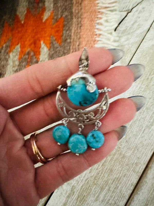 Navajo Turquoise & Sterling Silver Chandelier Dang