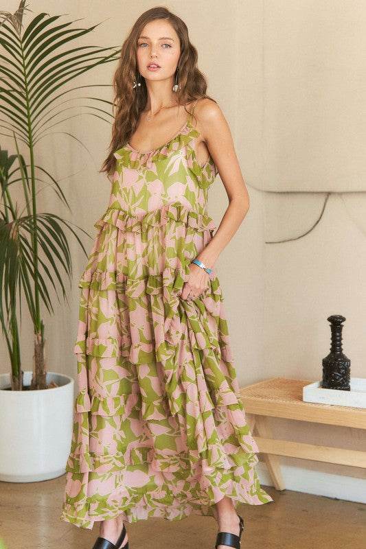 ADORA Ruffled Tiered Scoop Neck Cami Dress