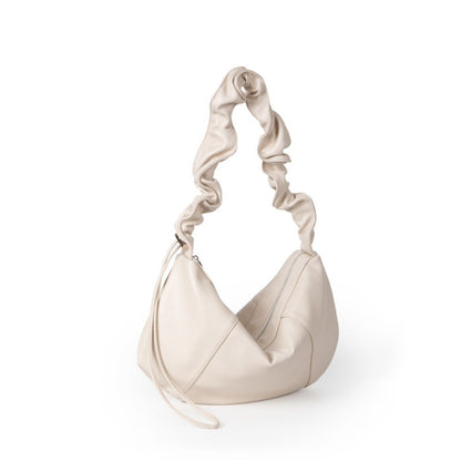 Design drawstring pleated soft leather large capacity underarm bag, small shoulder bag, small hobo bag