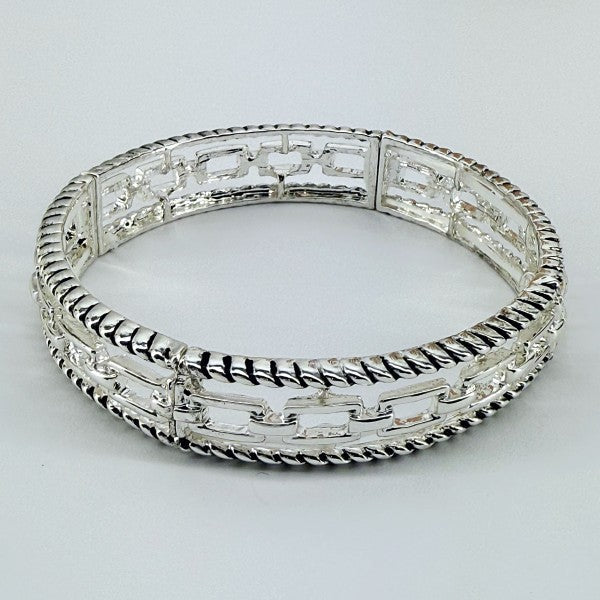 Stretchable Bracelet With Filigree and Cuban Link