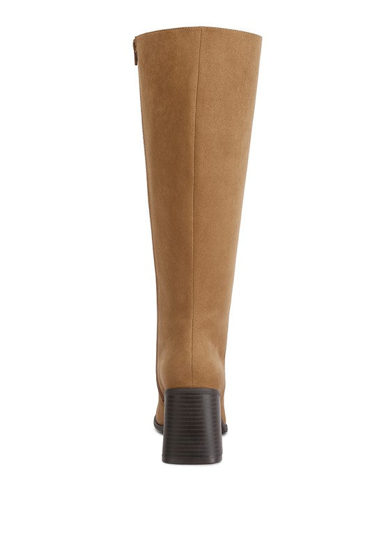 Paytin Faux Leather Block Heel Calf Length Boots