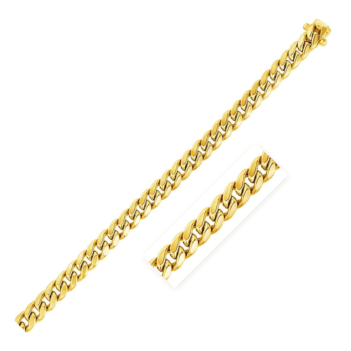 5.5mm 14k Yellow Gold Miami Cuban Semi Solid Chain
