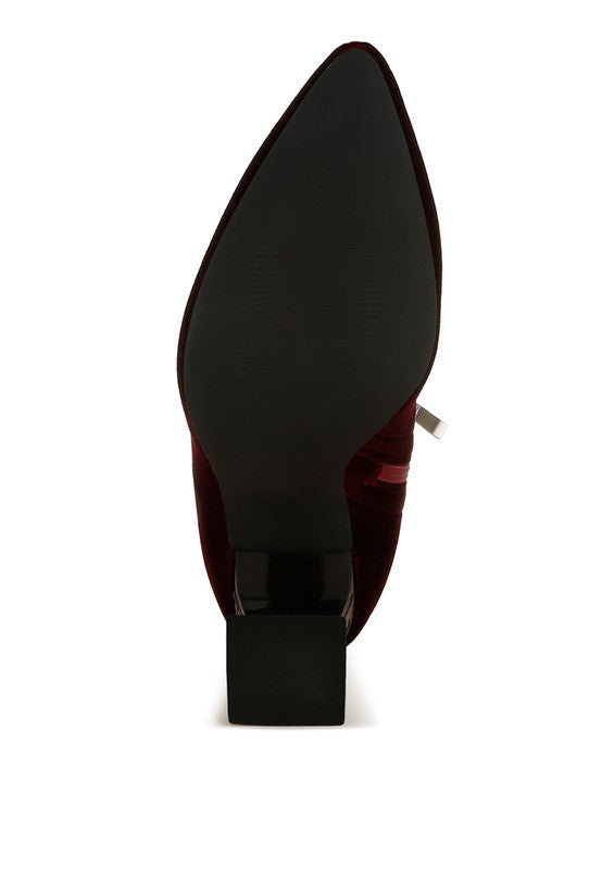 Arcturus Flared Block Heel Velvet Boots