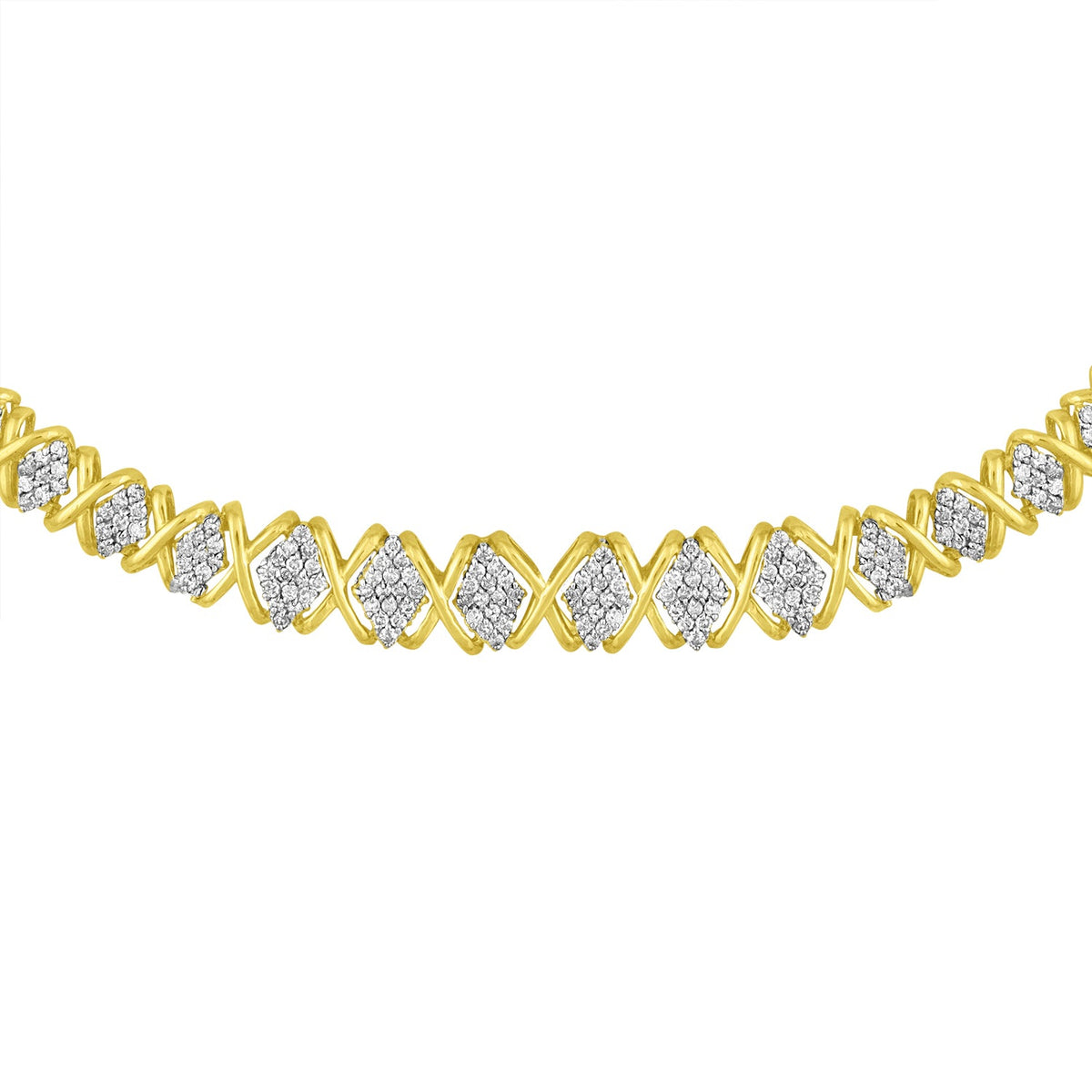 10K Yellow Gold 4 cttw Brilliant Round-Cut Diamond Graduating Riviera Statement Necklace (H-I Color, I2-I3 Clarity)