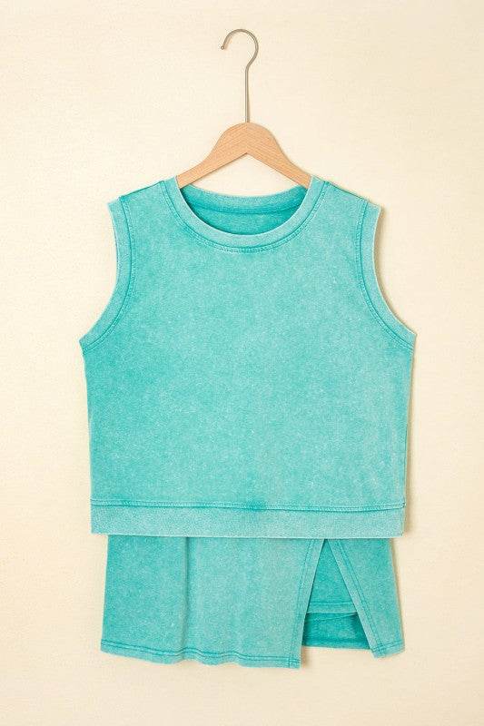 Aria 2 Pieces Mineral Wash Cotton Tank Top Lined S
