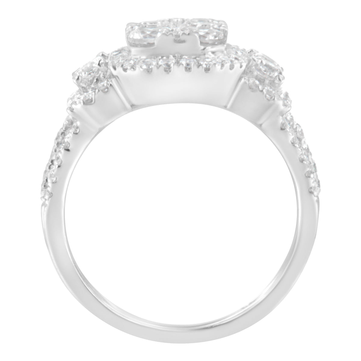 14K White Gold 2 1/4 Cttw Diamond Cocktail Cluster Ring (G-H Color, SI2-I1 Clarity) - Size 7