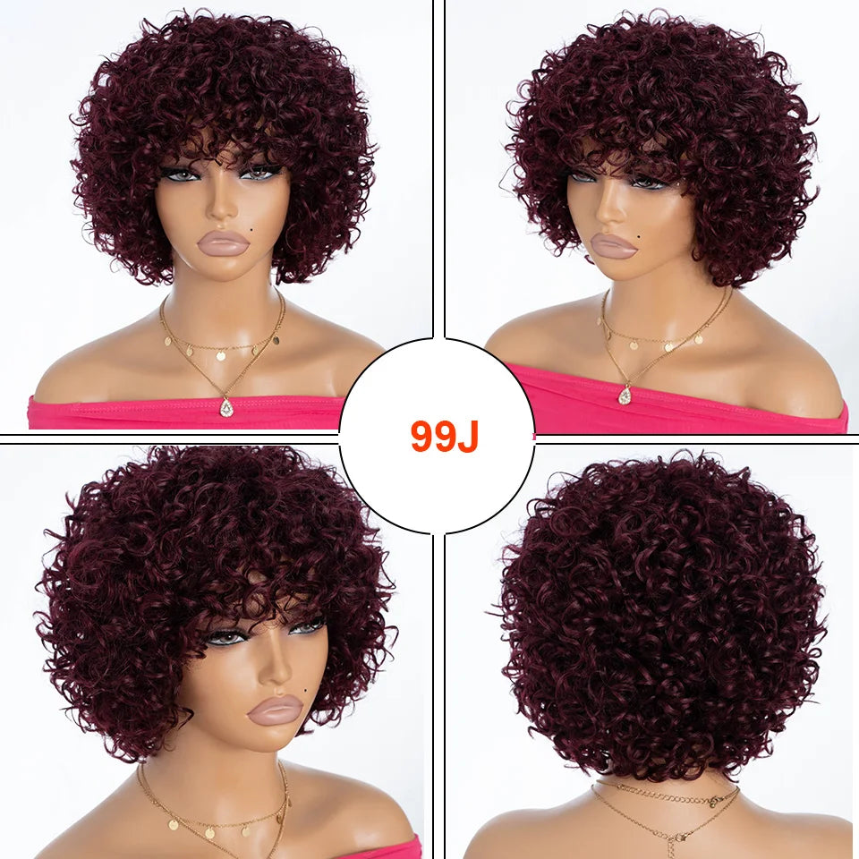Rebecca 10 Inch Ombre 1B/#4 Curly Bob Wig | Water Wave Brazilian Remy Human Hair