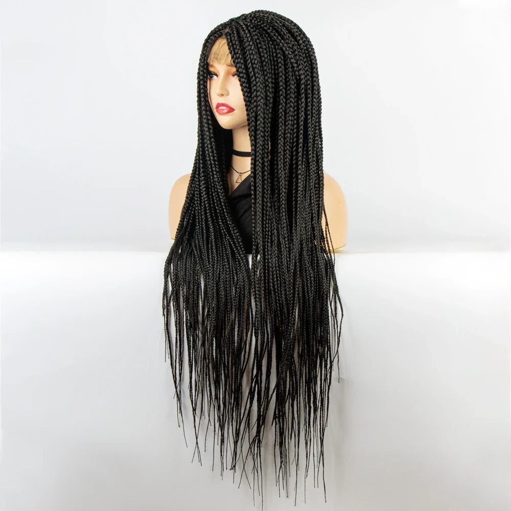 Double Full Lace Knotless Box & Cornrow Braids Wig