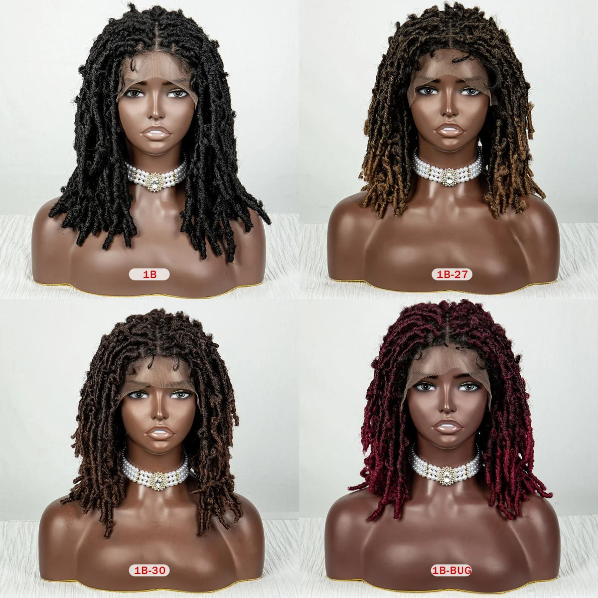 Burgundy Butterfly Locs Wig | 9x6 Lace | Short Box Braided Faux Locs | 16" Synthetic Hair | Knotless Braids