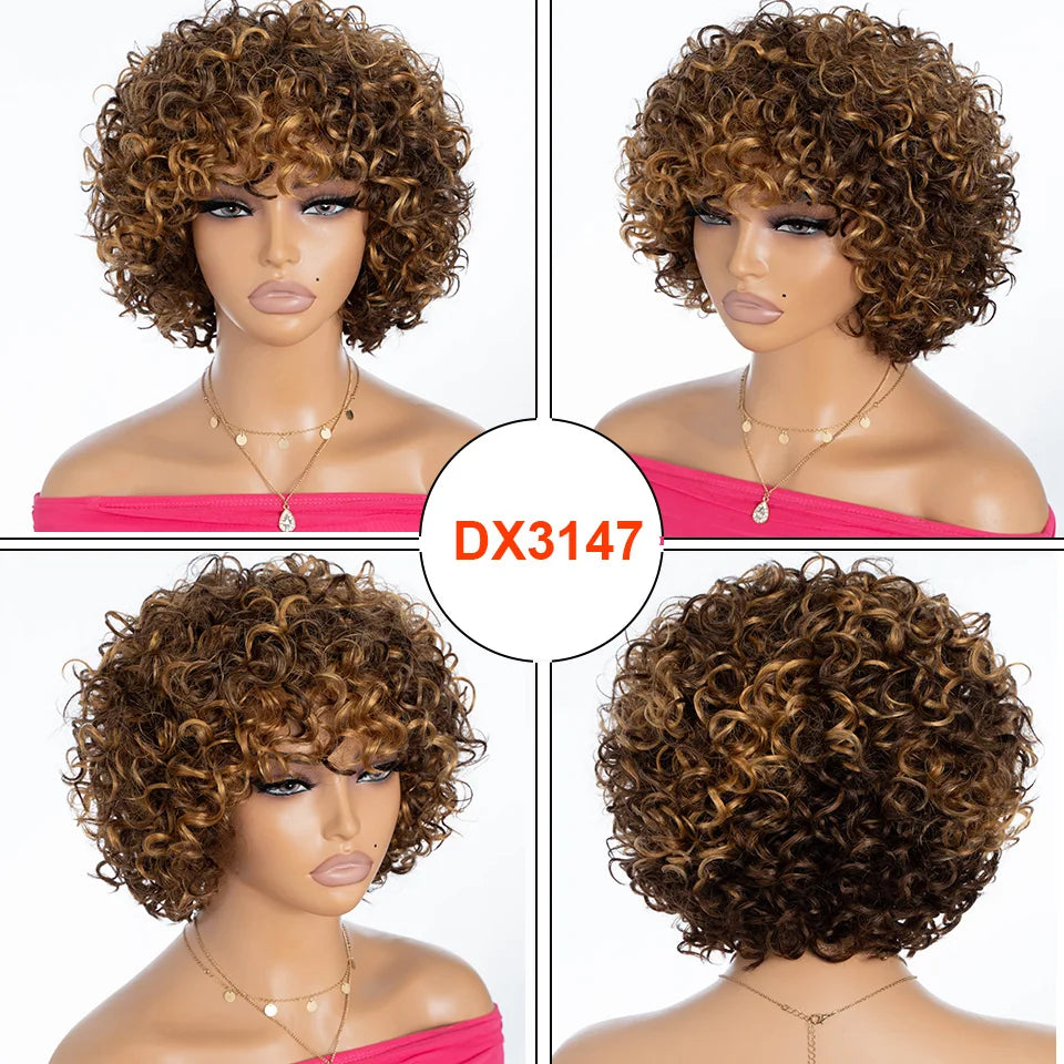 Rebecca 10 Inch Ombre 1B/#4 Curly Bob Wig | Water Wave Brazilian Remy Human Hair