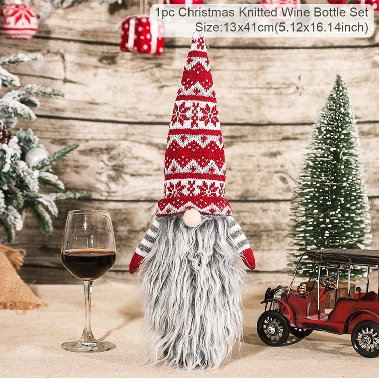 Christmas Wine Bottle Cover Merry Christmas Decorations For Home 2024 Christmas Ornament Xmas Navidad Natal Gifts New Year 2025